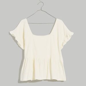 Madewell Cream Ruffle Sleeve Peplum Blouse